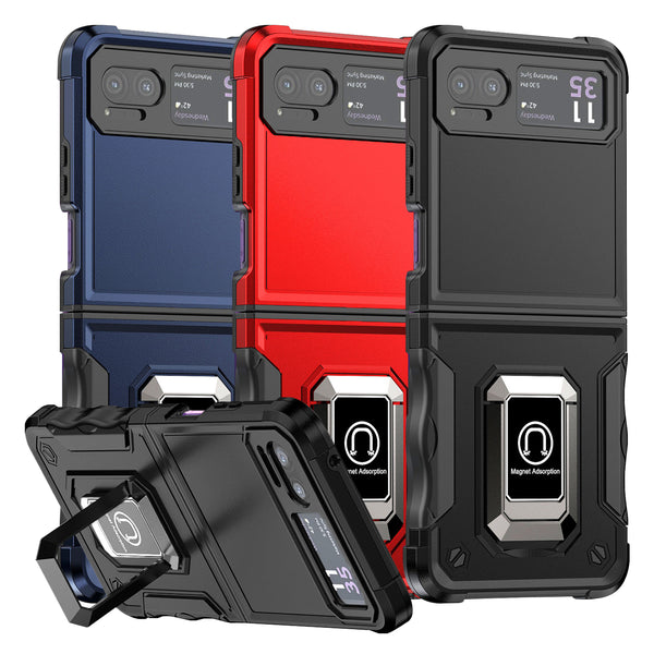 TJS "ArmorBox" Ring Kickstand Phone Case for Motorola Razr 2023