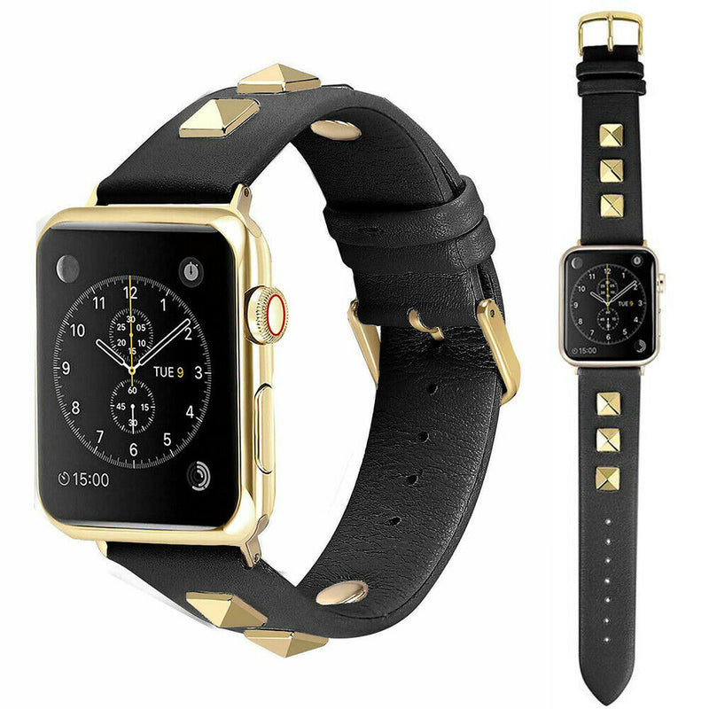 Leather Watch Band Strap Spikes Rivets for Apple iWatch Series 5/4/3/2/1 - InfinityAccessories017