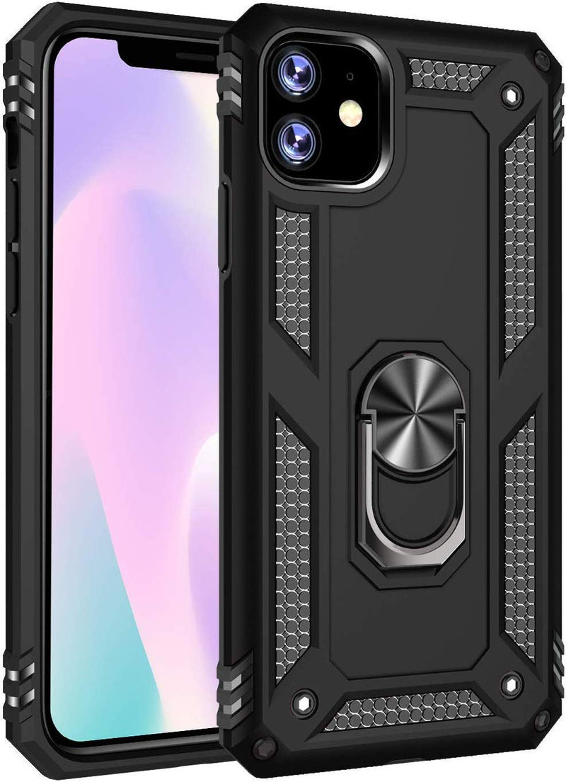 TJS “DuoGuard” Ring Kickstand Phone Case for iPhone 11, iPhone 11 Pro, iPhone 11 Pro Max - InfinityAccessories017