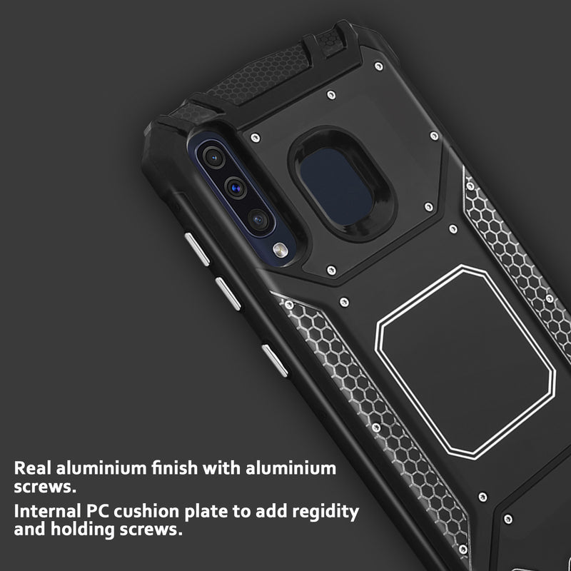 TJS "TankMate" Built-in Metal Plate Aluminum Phone Case for Galaxy A20, Galaxy A30, Galaxy A50 - InfinityAccessories017