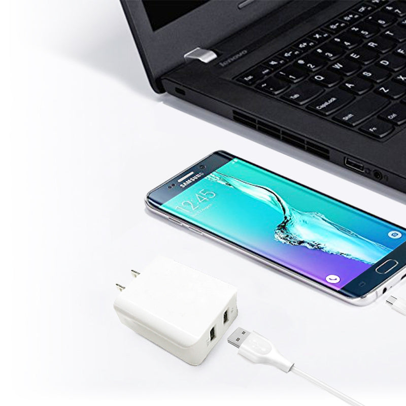 ESOULK 12W 2.4A Dual USB Travel Wall Charger with 5ft USB to USB-C Charging Cable