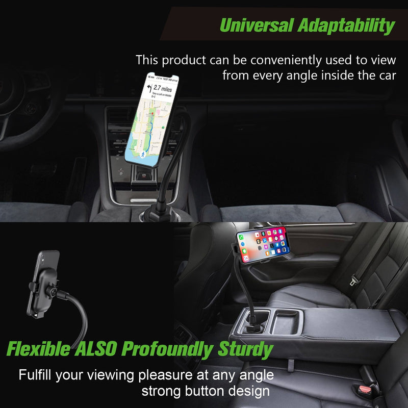 ESOULK Car Mount or Cup Holder , Flexible 11 Inch Gooseneck with 360° Adjustable Holder