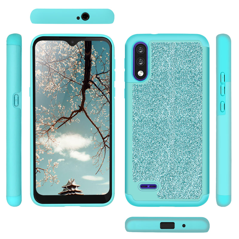TJS "Sapphire" Hybrid Glitter Phone Case for LG K22, LG K22+, LG K32