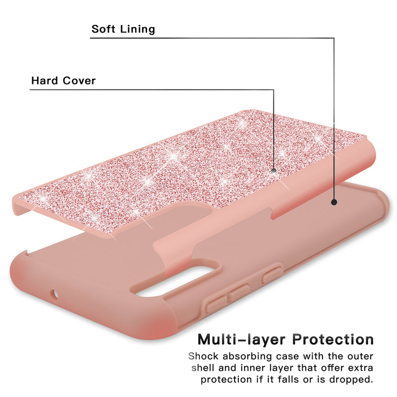 TJS "Sapphire" Hybrid Glitter Phone Case for Galaxy A50 - InfinityAccessories017