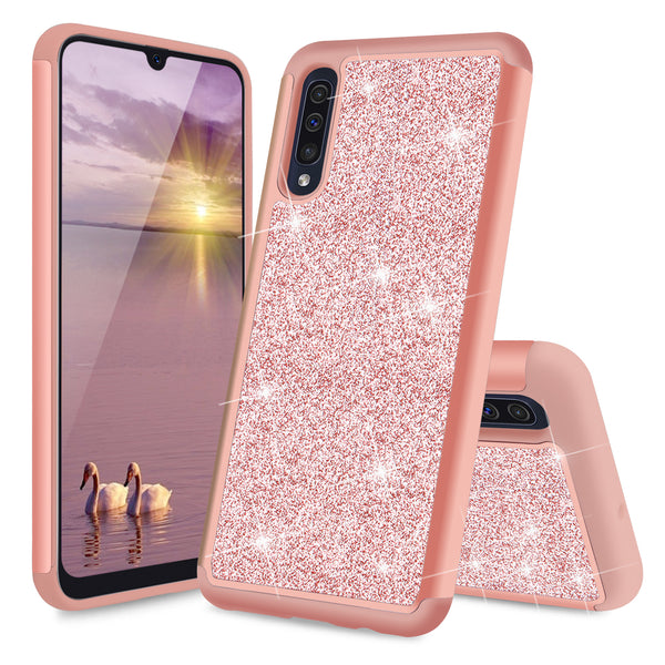 TJS "Sapphire" Hybrid Glitter Phone Case for Galaxy A50 - InfinityAccessories017